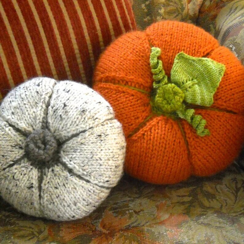 Подушка тыква вязаная крючком схема PUMPKIN PATTERN-BOOKLET. Knit 12-inch Wide Decorative Pumpkin Etsy