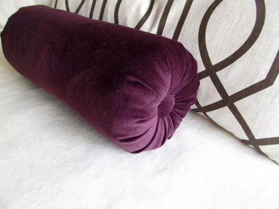 Подушка валик декоративная фото VELVET in Aubergine Designer Accent Lumbar Bolster Pillow Etsy Velvet throw pill