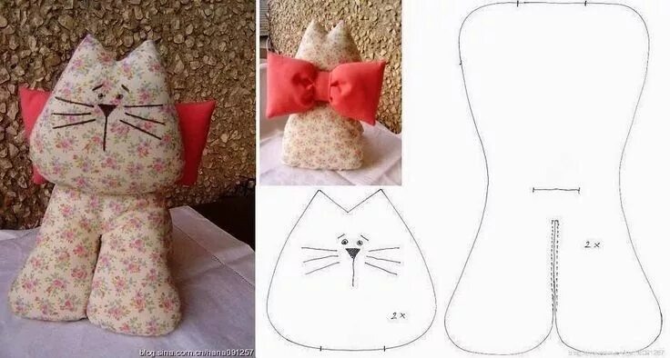 Подушки игрушки выкройки фото Gatinho com laço Animal sewing patterns, Sewing stuffed animals, Stuffed animal 