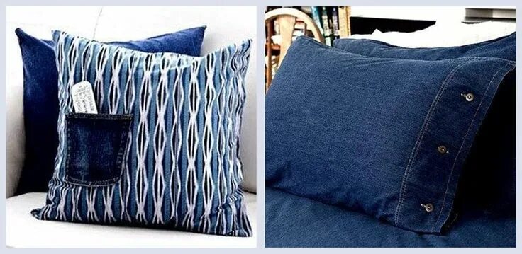 Подушки из джинс фото Джинсовые переделки- Часть 2- Подушки Красивый дом Denim pillow, Pillows, Old je