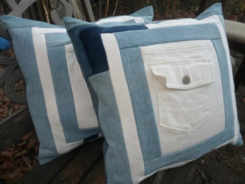 Denim patchwork throw pillow sham WITH pillow form included. Etsy Джинсовое стег