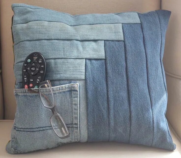 Подушки из джинс своими руками выкройки DIY Denim Log Cabin Pocket Pillows - Fairfield World Craft Projects Denim quilt 