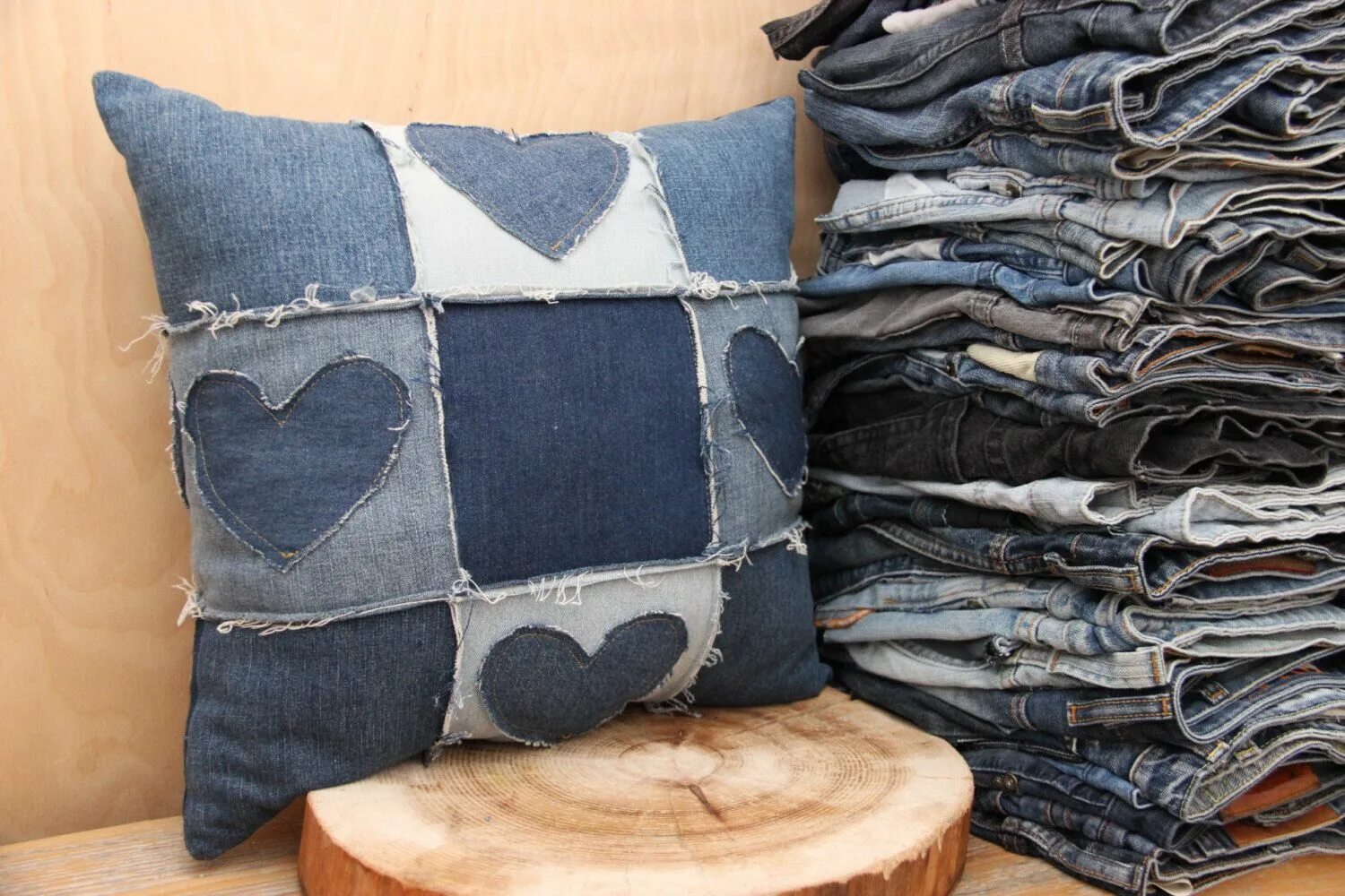 Подушки из джинс своими руками выкройки Denim recycled decorative pillow , blue jeans pillow , handmade pillow , upcycle