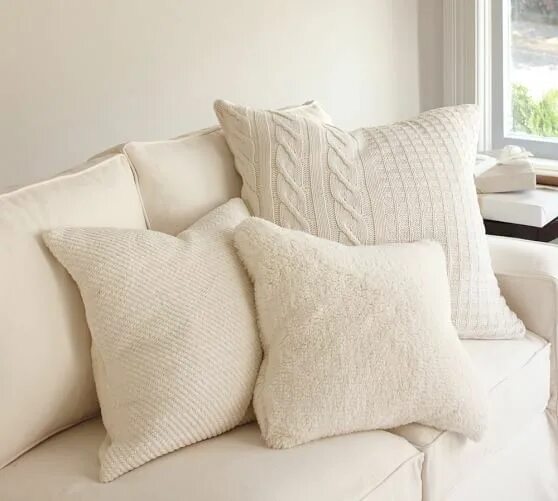 Подушки в бежевом интерьере Faux Sheepskin Pillow Covers in 2019 Pottery barn pillows, Pillows, Pillow cover