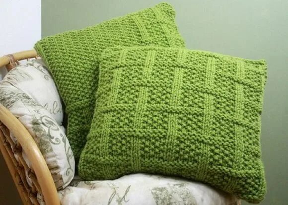 Подушки вязать фото схемы Almofada de tricô olivegreen Elo7 Produtos Especiais Knitted cushions, Cushion c