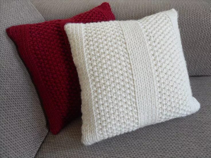 Подушки вязать фото схемы Emma's Moss Stitch Cushion - Knitting Knitted cushion covers, Knitted cushions, 