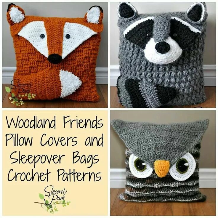 Подушки зверюшки крючком со схемами Cojines animales Crochet patterns, Crochet pillow, Crochet crafts