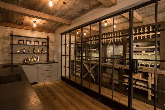 Подвал стиле лофт Reclaimed Barn Wood Mantel Beams Home wine cellars, Interior barn doors, Wood ma