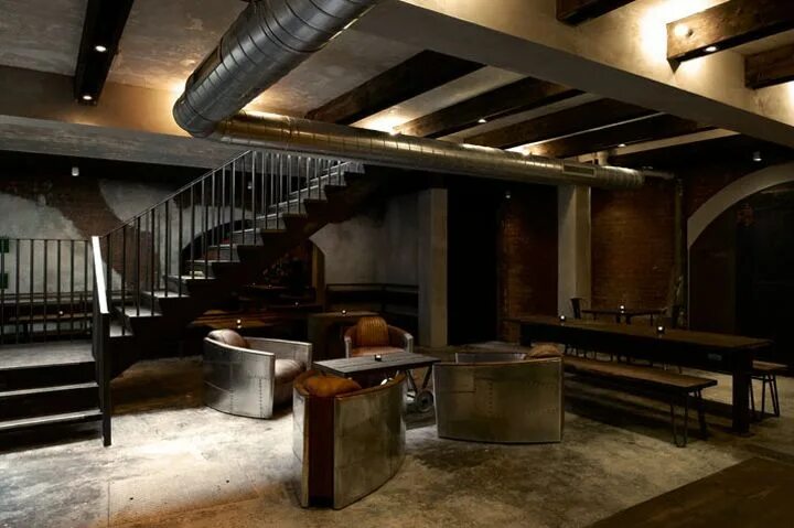 Подвал стиле лофт Dabbous restaurant by Brinkworth, London store design Basement design, Industria