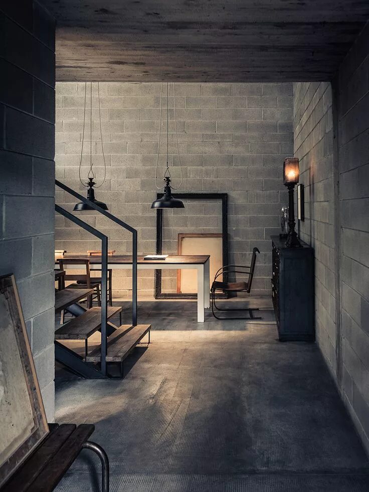 Подвал стиле лофт Pin by Sündenherz on c o n c r e t e Industrial interior design, House design, I