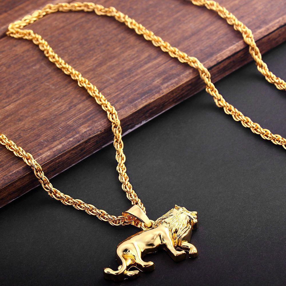 Подвеска на цепочку лев фото Купить Men's Hip Hop Lion Neutral Necklace Lion Necklace Gold Plating Pendant Jo