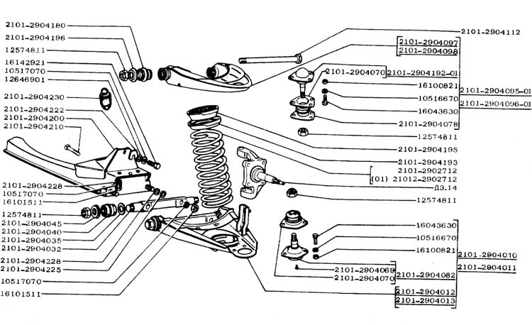 Подвеска ваз 2106 схема ВАЗ 2103-06: Деталировка ходовой. Подвеска передняя
