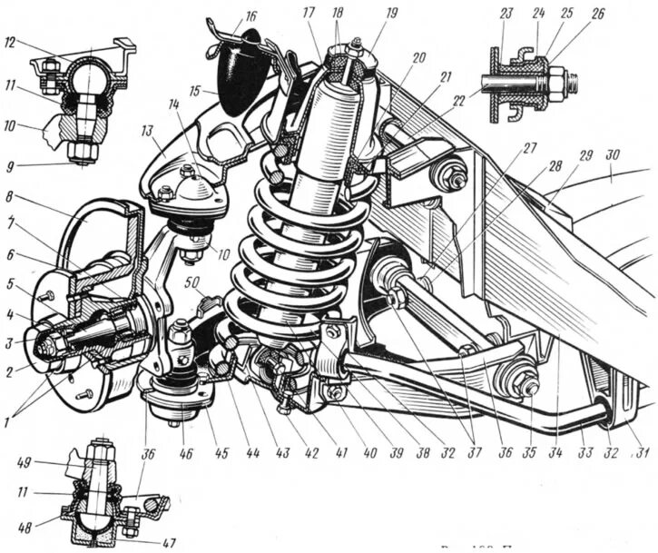 Подвеска ваз 2106 схема The device and repair of the front suspension of the car VAZ-2101 Zhiguli