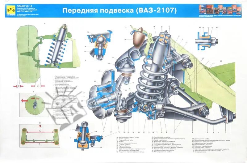 Подвеска ваз 2107 схема "Устройство автомобилей ВАЗ-2107, ВАЗ-2108 (комплект из 20 плакатов)" Книжный Ла