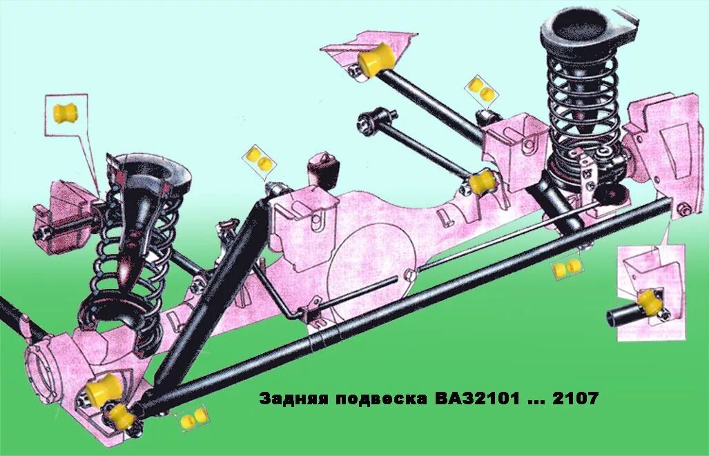 Подвеска ваз 2107 схема Картинки КРЕПЛЕНИЕ МОСТА ВАЗ 2107