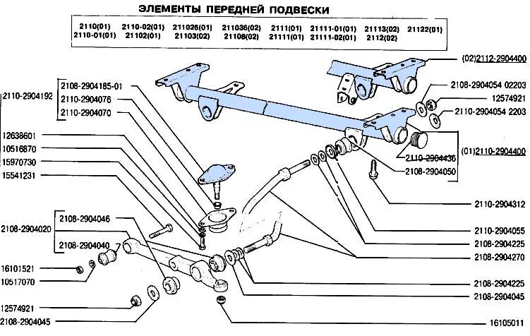 Подвеска ваз 2110 схема Как снять и отремонтировать поперечину передней подвески ВАЗ-2110