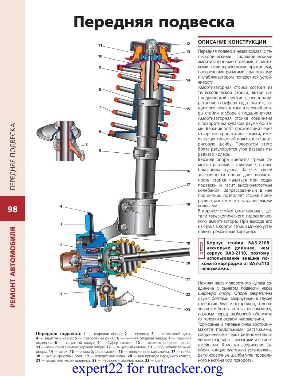 Подвеска ваз 2110 схема Руководство ВАЗ 2113-14-15 часть 5 из 12-ти - Lada 2115, 1,5 л, 2001 года другое