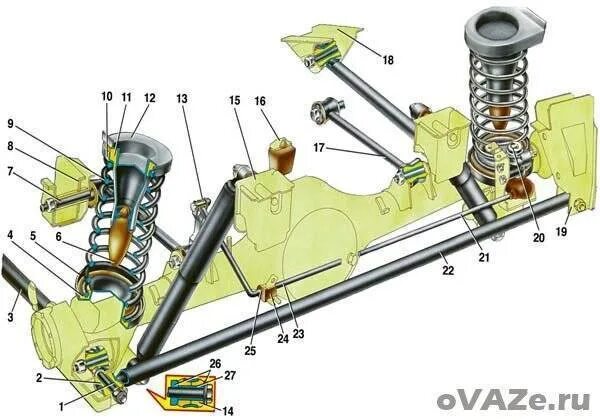 Подвеска ваз 2114 схема Передняя подвеска ВАЗ-2114: подробная схема ремонта, фото, видео