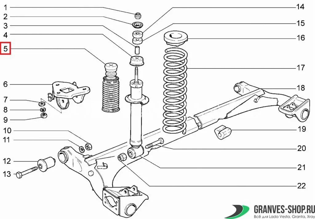 Подвеска ваз 2115 схема Буфер хода сжатия с пыльником заднего амортизатора для Лада Гранта, Калина, ROST