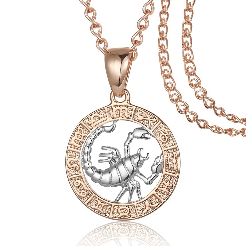 Подвеска знак зодиака фото FJ 12 Zodiac Sign 585 Gold Color Constellation Rose White Pendants Capricorn/Gem