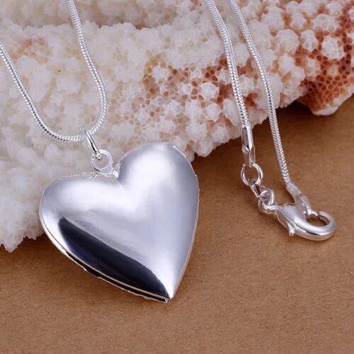 Подвески сердце фото Купить Wholesale 925 Sterling Silver Locket Heart Love Necklace Photo Picture 18