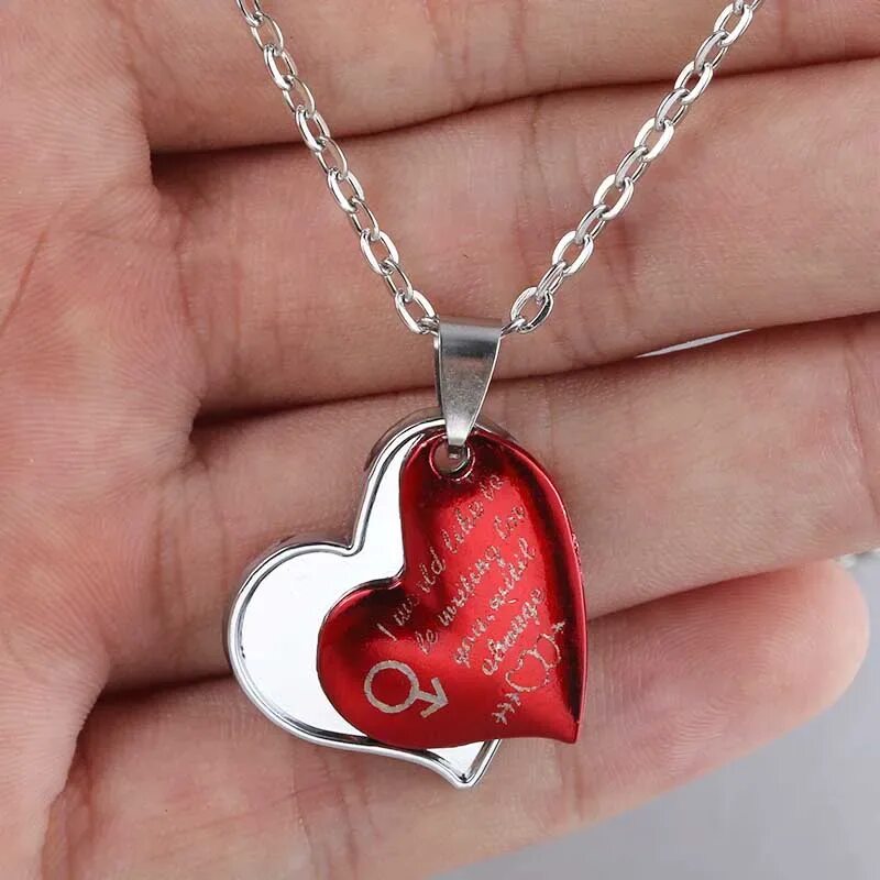 Подвески сердце фото Fashion Jewelry Advanced Red Heart Shape Double Layered Necklace Pendant Ms. Gif