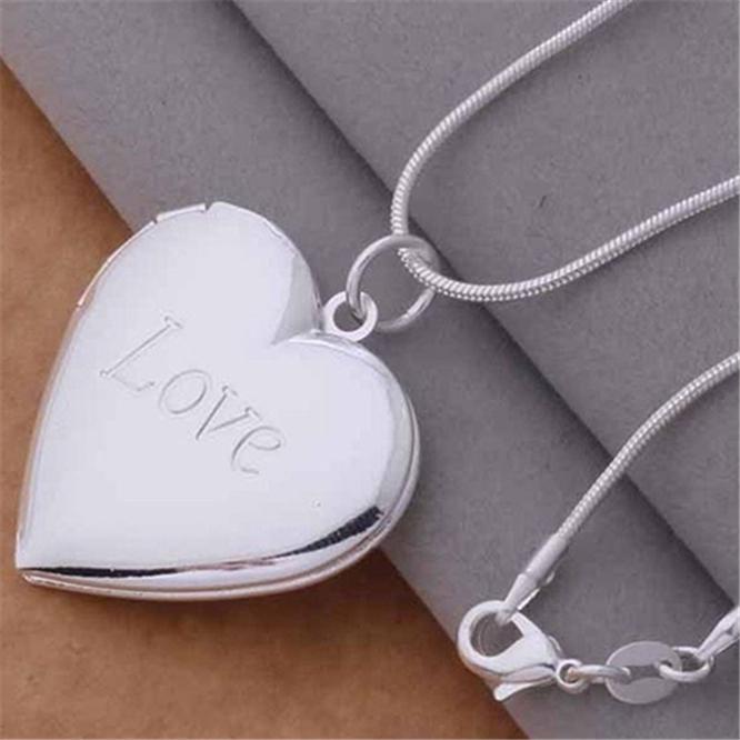 Heart Shaped Photo Picture Frame Family Love Pendant Necklaces Fashion Accessori