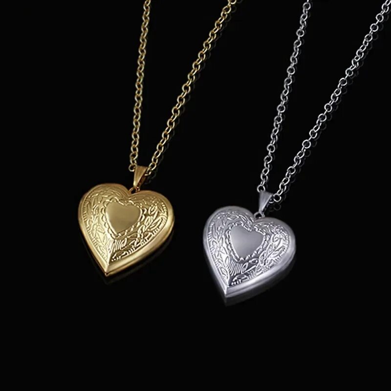 Подвески сердце фото Купить за 225 ₽ - Brand Heart Locket Necklace for Women Jewelry Gold Color caden