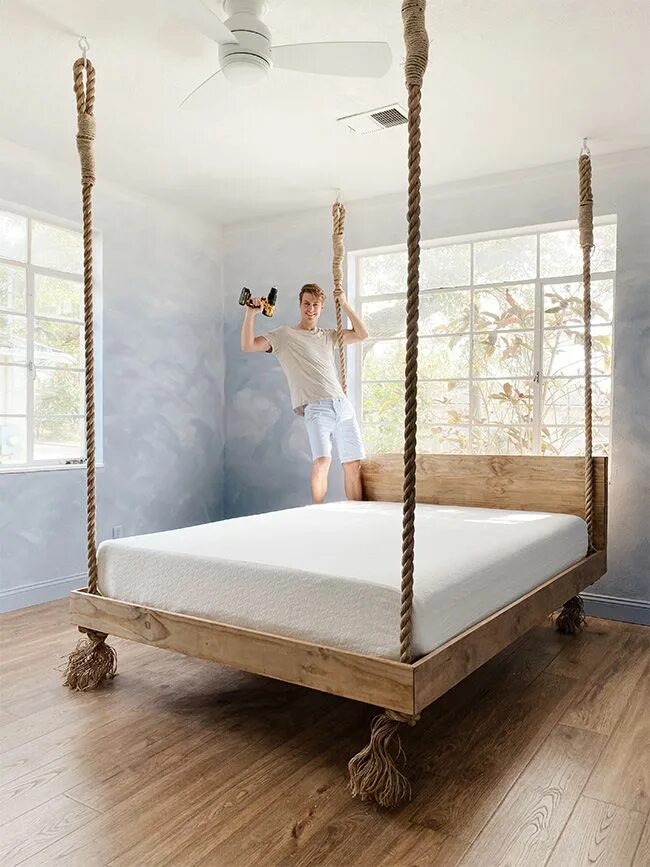 Подвесная кровать в спальне фото DIY Hanging Bed - Jenna Sue Design Cloud bedroom, Bedroom decor design, Hanging 