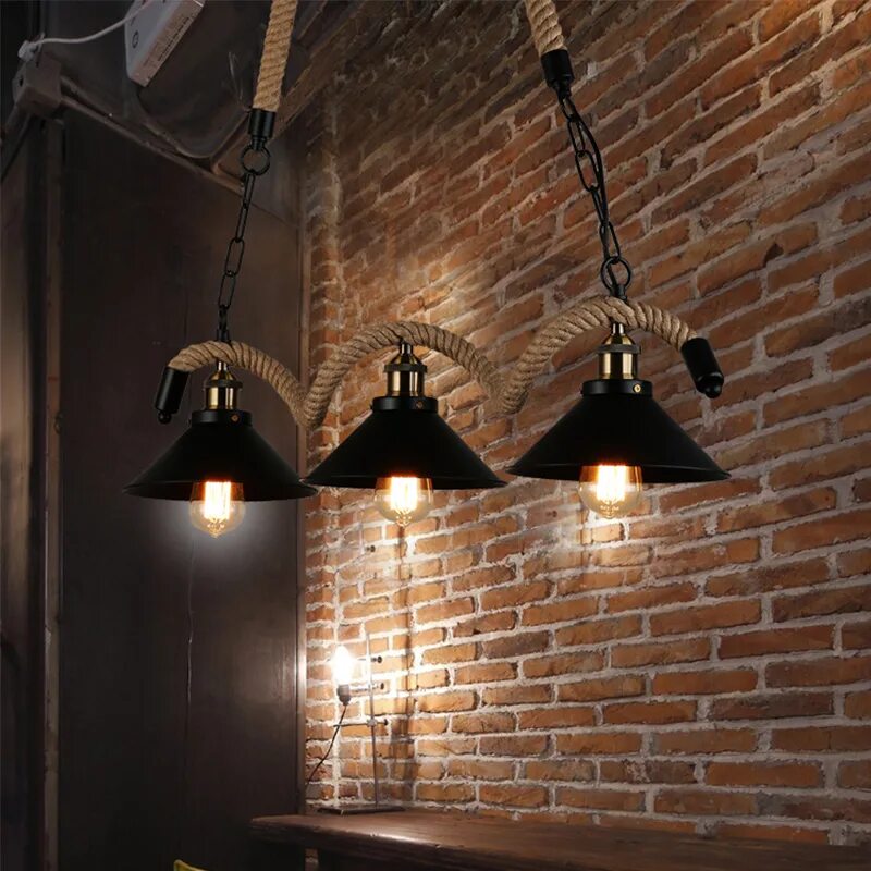 Подвесная люстра в стиле лофт Retro industry Personalized hand hemp Industrial hemp LOFT retro Pendant Lights 