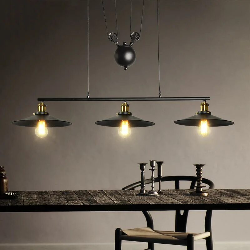 Подвесная люстра в стиле лофт 3 Heads Retro Loft Chandelier Living Room Dining Room Pendant Lamp Vintage Resta