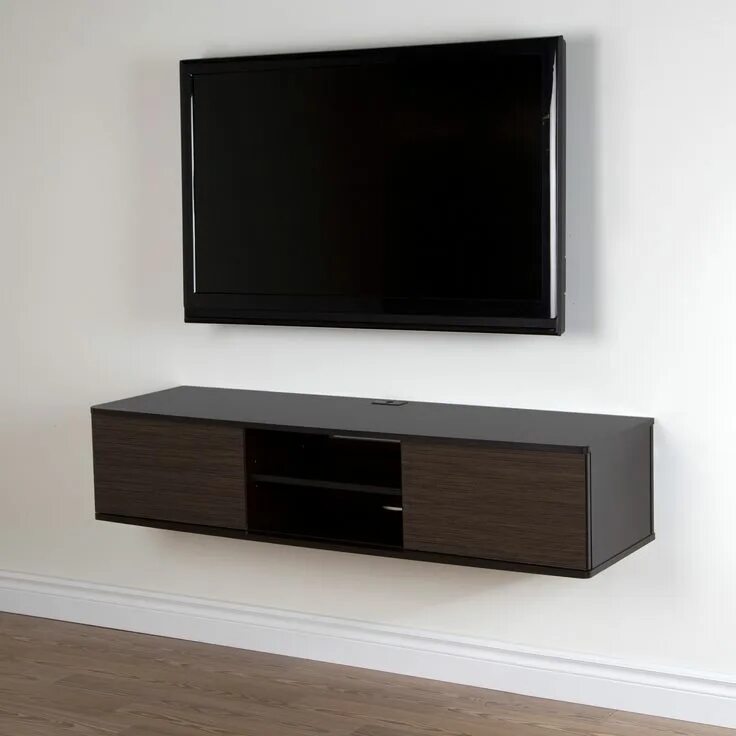 Подвесная полка под телевизор на стену фото Chocolate/Zebrano Media Console (56 Inch) - Agora RC Willey Wall mounted media c