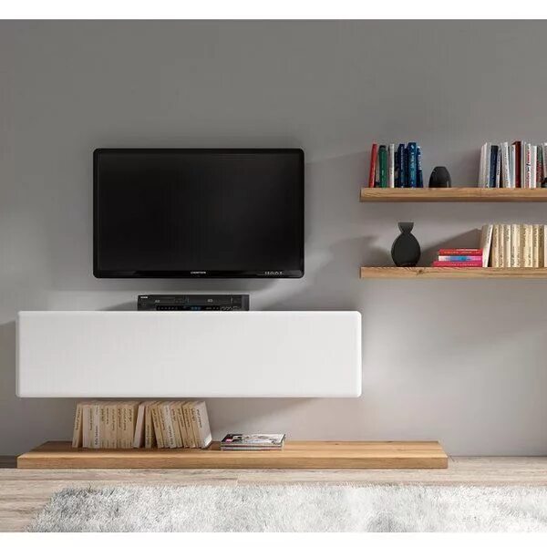 Подвесная полка под телевизор на стену фото You'll love the Spradley 63" TV Stand at Wayfair - Great Deals on all Furniture 