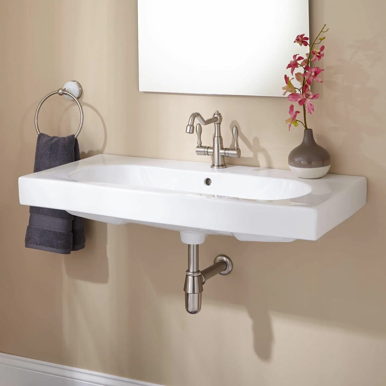 Подвесная раковина в интерьере ванной Yaromir Wall-Mount Bathroom Sink Decoração de pia de banheiro, Decoração banheir