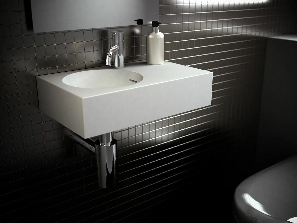 Подвесная раковина в интерьере ванной basin for powder room. Reece omvivo mini wall basin $637 Bathroom sink design, R