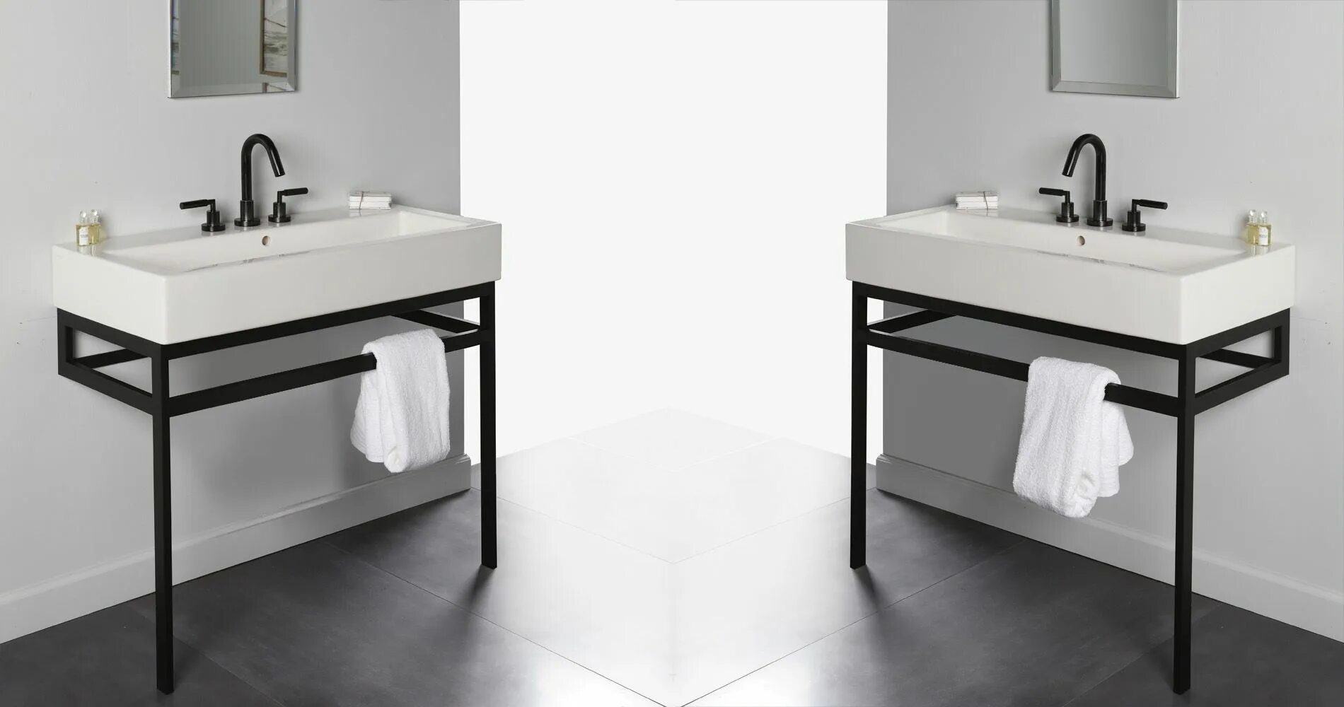 Подвесная раковина в стиле лофт LACAVA CONSOLE #bathvanity #bathconsole #sink #blackwhite #bathroom #interiordes