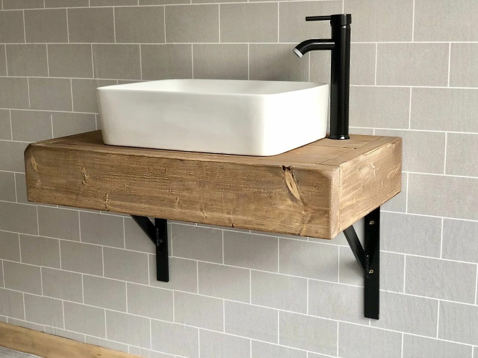 Подвесная раковина в стиле лофт Rustic Washstand Shelf Wash Stand Sink Unit Hand Crafted Rustic Bathroom Vanity 