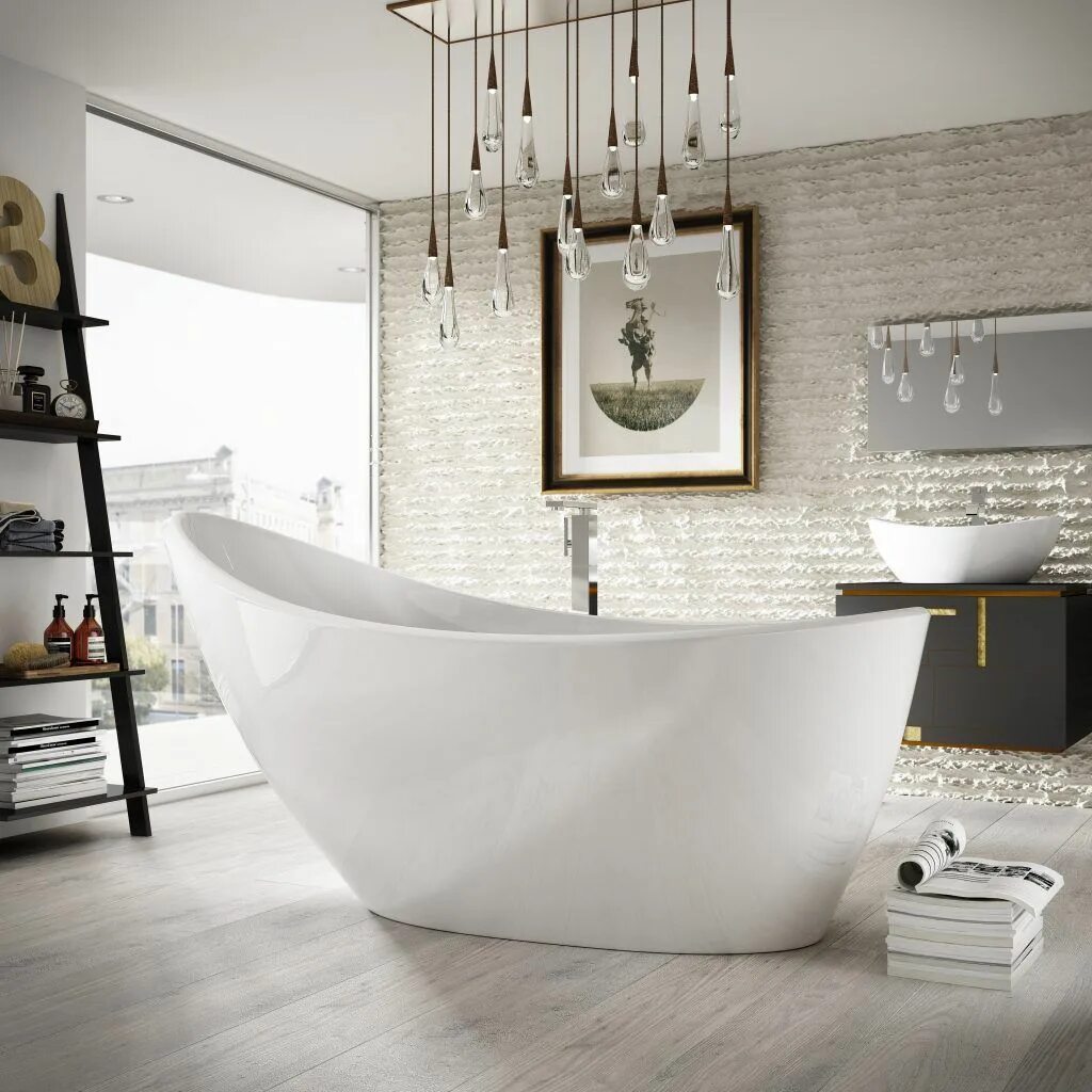 Подвесная ванна фото Bathroom bliss Bathroom chandelier, Bathroom design, Modern bathroom