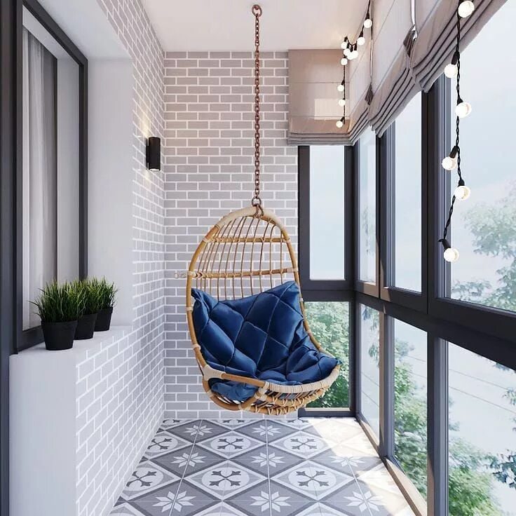 Подвесное кресло на балкон фото Хочу такой балкон ... Small balcony decor, Small balcony design, Apartment balco