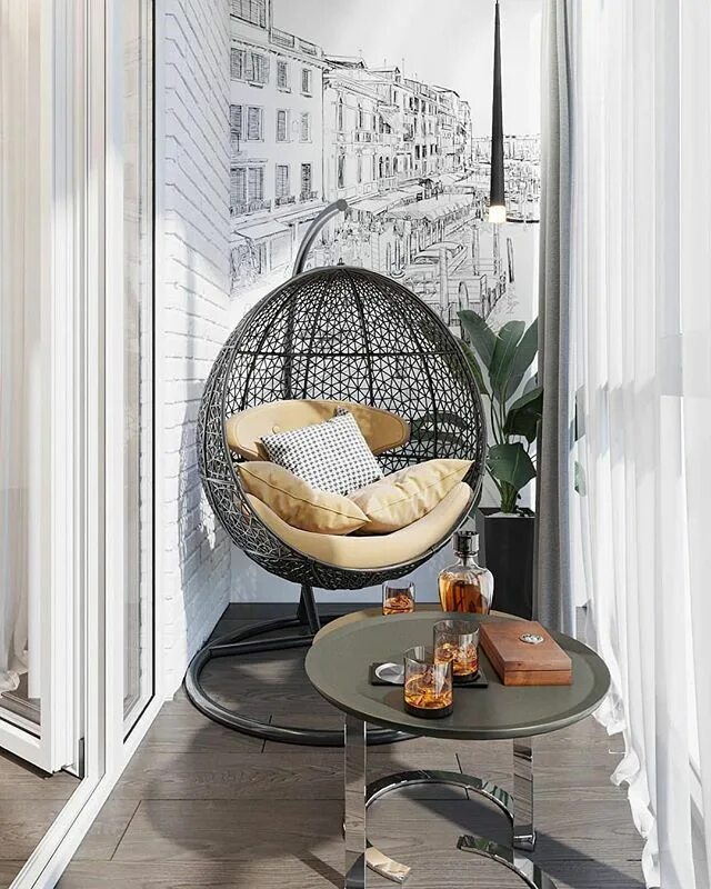 Подвесное кресло на балкон фото ДИЗАЙН ИНТЕРЬЕРА (@interior_designing_home) * Фото и видео в Instagram Balcony d