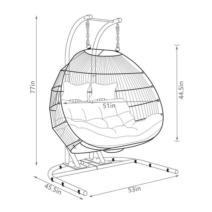 Подвесное кресло своими руками чертежи и схемы Leisure Mod LMCHR Cherry Finish Wicker 2 Person Double Folding Hanging Egg Swing