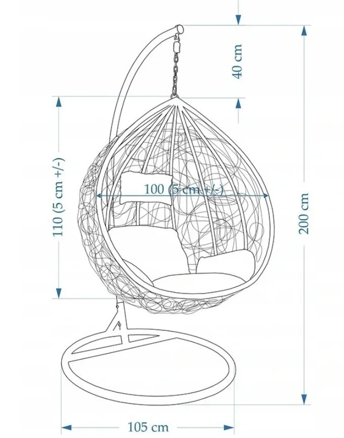 Подвесное кресло своими руками схемы Купить ПОДВЕСНОЙ СТУЛ COCOON GARDEN, БОЛЬШАЯ КОРЗИНА КАЧЕЛИ: отзывы, фото и хара