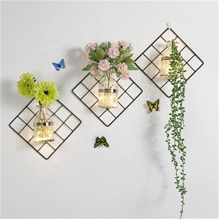 Подвесной декор на стену Cheap Wholesale Artificial Flowers Rose Metal Grid Wall Decor Wall Hanging Flowe