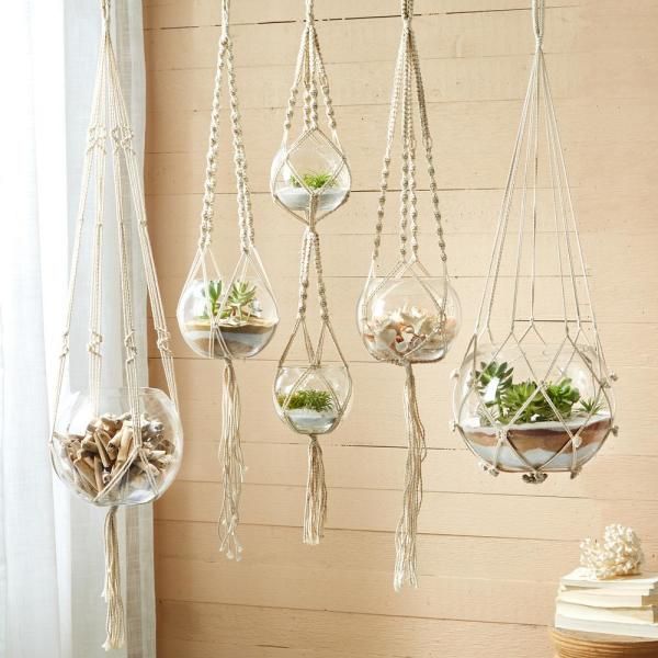 Подвесной декор своими руками Hanging succulents Plantenhanger, Macrame plantenhangers, Macrame plantenhanger