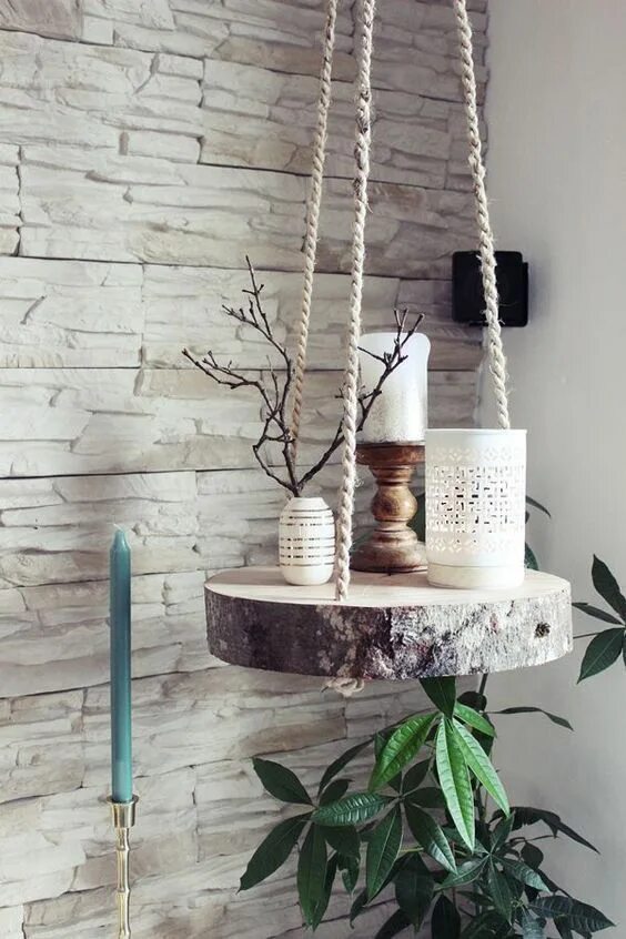 Подвесной декор своими руками How to DIY Wood Shelf Plant Hanger? Домашний декор своими руками, Декор загородн