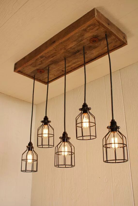 Подвесной деревянный светильник своими руками Cage Light Chandelier Cage Lighting Edison by Bornagainwoodworks Cage light chan