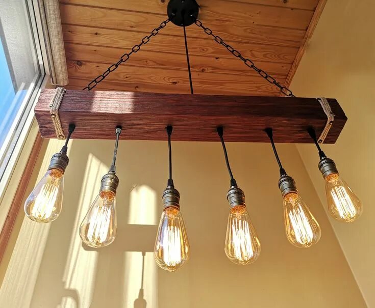 Подвесной деревянный светильник своими руками Wood beam Edison chandelier Wood chandelier, Diy light fixtures, Diy chandelier