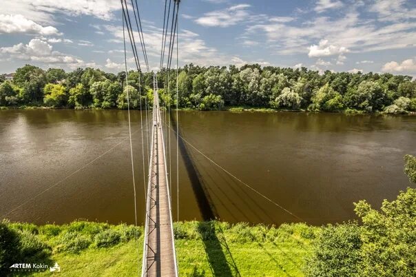 Подвесной мост гродненская область мосты фото Подвесной мост через реку Нёман в городе Мосты, Гродненская область. 2014 NG Bel