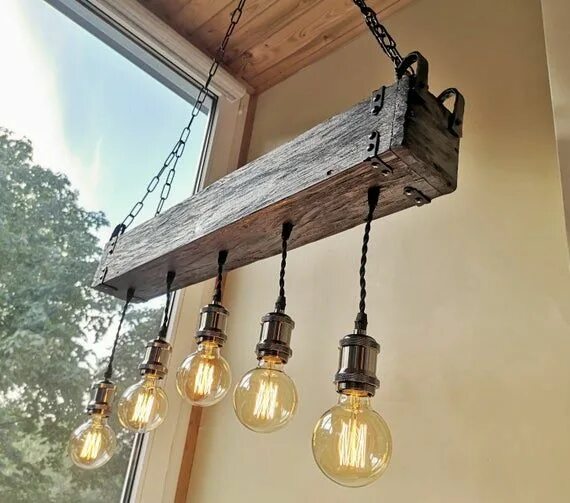 Подвесной светильник своими руками Handmade Beam Chandelier Wood Beam Chandelier Wooden Chandelier Rustic Lighting 