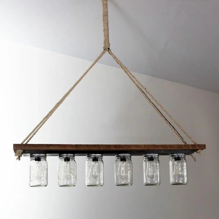 Подвесной светильник своими руками DIY Mason Jar Pendant Light: Upcycle an Old Vanity Light Strip in Easy Steps Mas